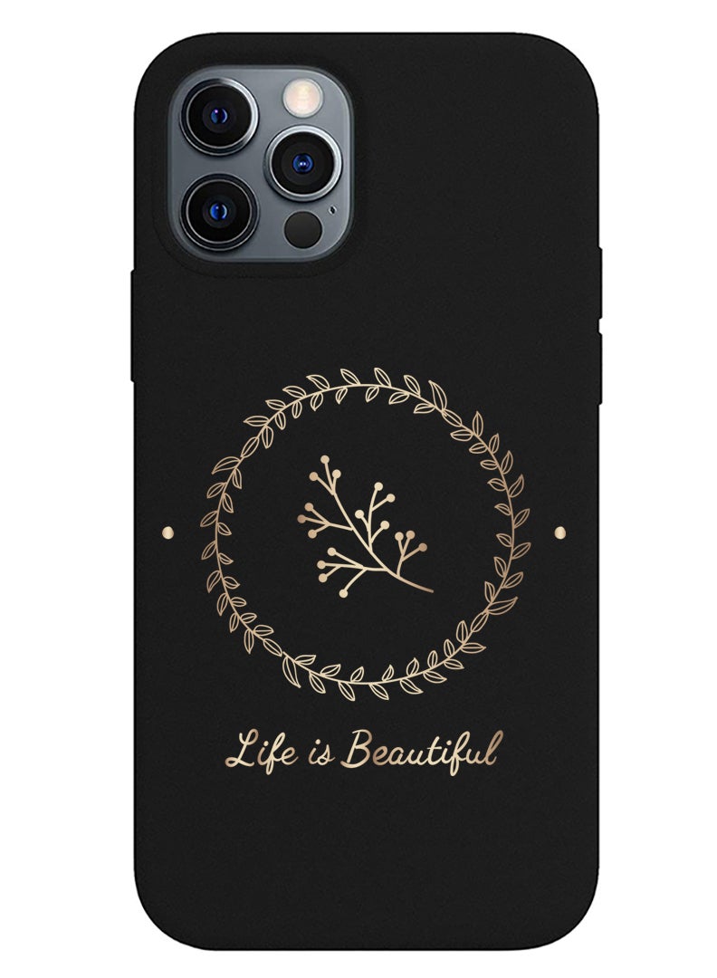 Theodor Protective Slim Fit Case Liquid Silicone Cover with Full Body Protection Anti-Scratch Shockproof Case For iPhone 12 Pro Black  - FORZA235 Pretty Girls Illustration - Image 1