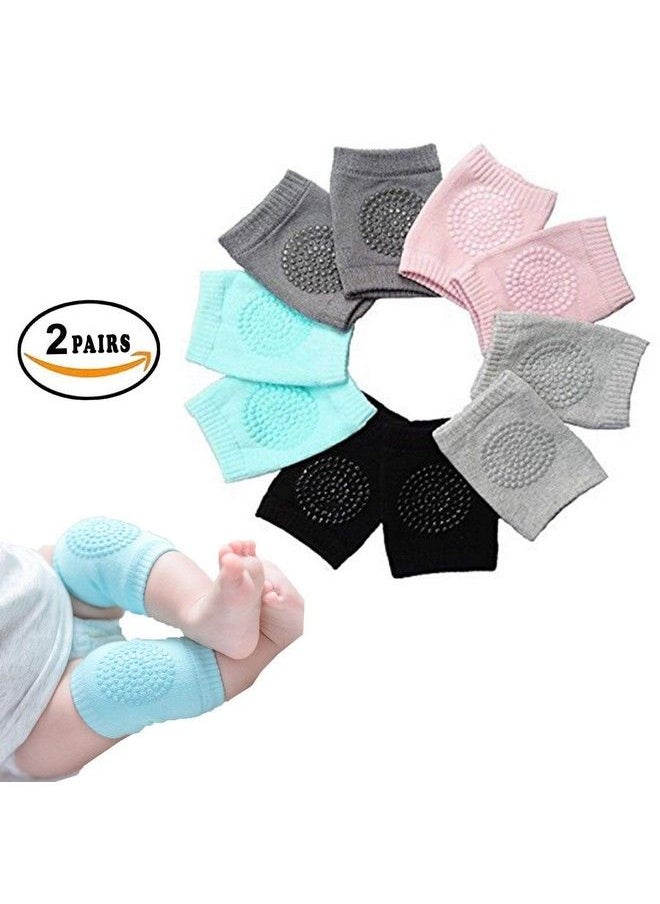 Seaspirit - Baby Knee Pads For Crawling Antislip Padded Stretchable Elastic Cotton Soft Breathable Comfortable Knee Cap Elbow Safety Protector (Set Of 2 Pairs)(Multi Color) - Image 1
