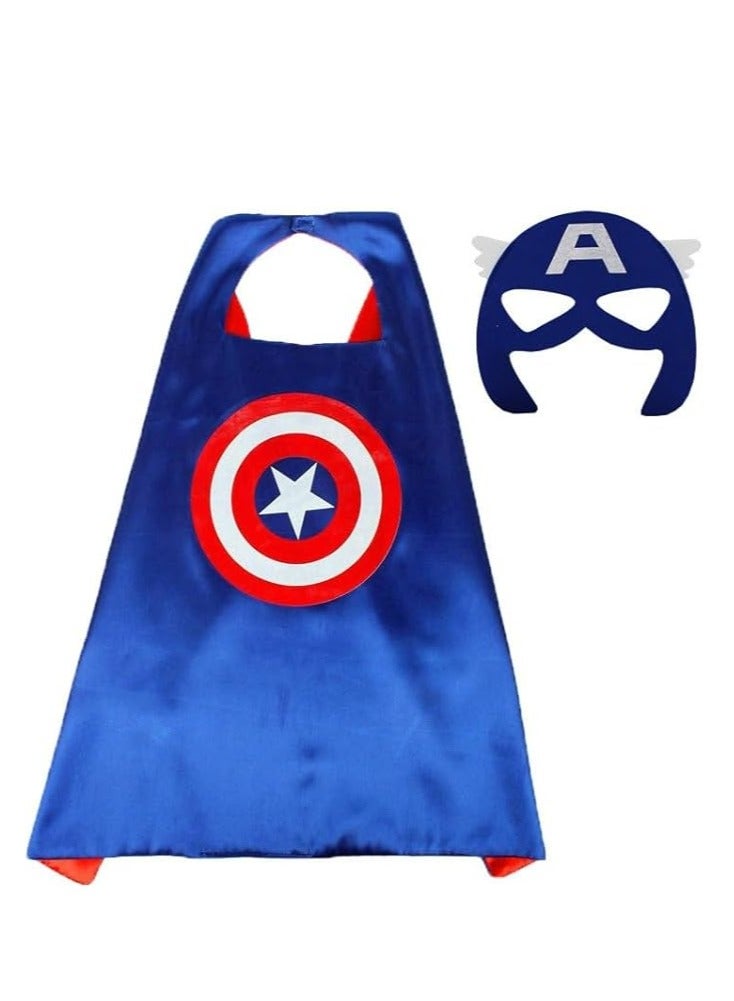 Superhero Costume Capes and Masks for Kids Boys Girls 3-10 Years  Cosplay Double Side Capes Best Superhero Toys and Kids Gifts 70cm*70cmCostume Capes and Masks for Kids Boys Girls 3-10 Years  Cosplay Double Side Capes Toys and Kids Gifts 70cm*70cm - Image 1