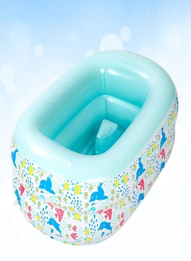 PlayMagic AquaBub Dolphin Rectangular Inflatable Bathtub|Swimming Pool with Leg Support|Soft Material Portable Bath Tub|Travel Bathing Tub|Outdoor Toy for Kids 6-24 Months|Birthday Gift - Image 1