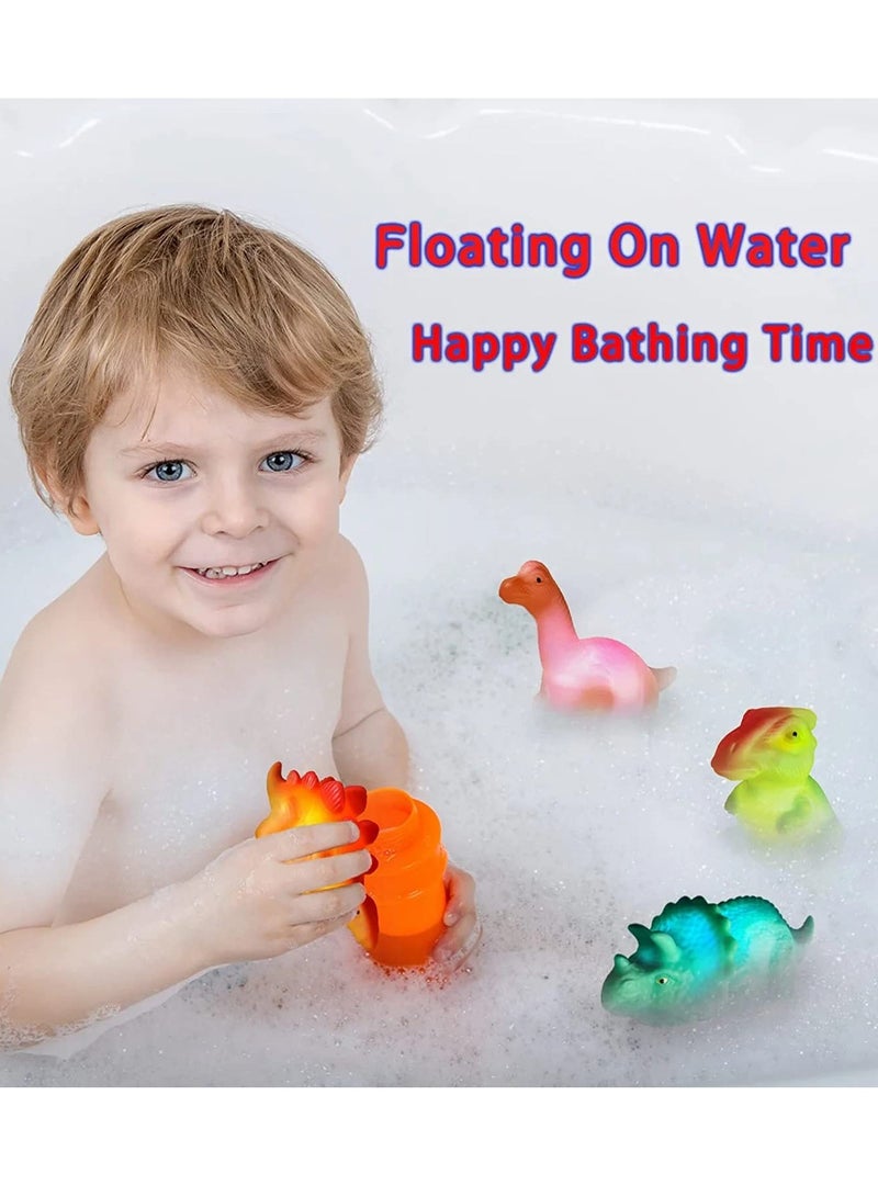 دوركو 6 حزم الإضاءة العائمة ديناصور حمام لعب مجموعة ، وميض لون تغيير الضوء في الماء ، الأطفال الرضع الأطفال طفل طفل ما قبل المدرسة حوض استحمام يونيكورن حمام لعبة - Image 2