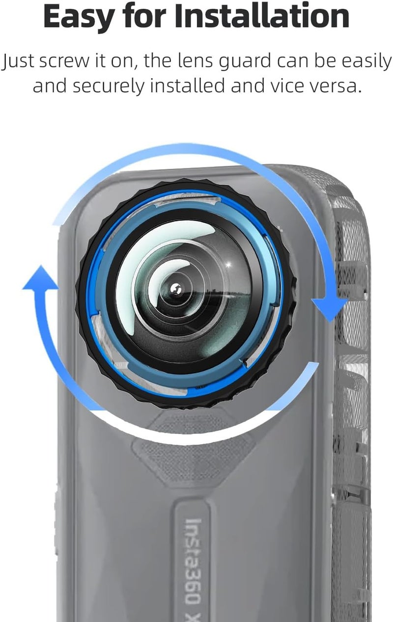 ZODUCT Insta 360 X5 Dual Lens Protector Guard Tempered Glass with Lens Cap & Storage Bag | Dustproof Scratch Resistant Protective Cover | Action Camera Accessories (X5 Lens + Lens Cap + Camera Bag) - Image 2
