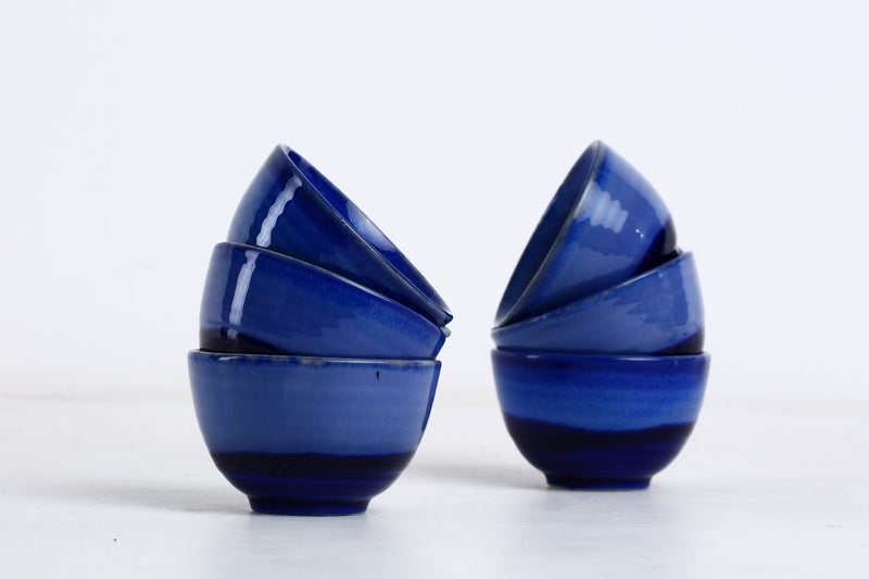 Caffeine Ceramic Handmade Blue Studio Dessert Bowl (Set of 6, 150 ml) - Image 1