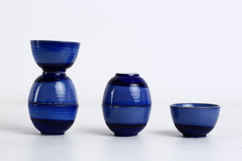 Caffeine Ceramic Handmade Blue Studio Dessert Bowl (Set of 6, 150 ml) - Image 2