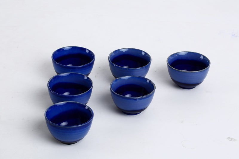 Caffeine Ceramic Handmade Blue Studio Dessert Bowl (Set of 6, 150 ml) - Image 3