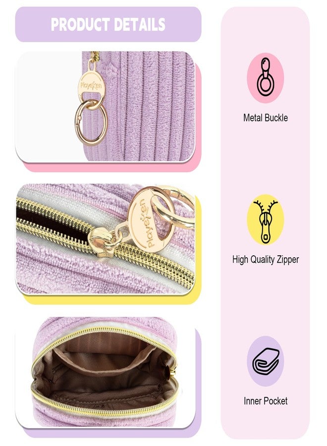 Playexen Period Bag for Teen Girls, Corduroy Sanitary Napkin Storage Bag, Fluffy Menstrual Pad PouchTampon Holder for Purse (Black - Image 3