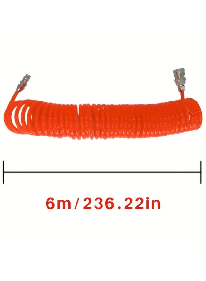 Flexible Spiral PU Air Hose 8x5mm High Pressure Anti Recoil Quick Connector 6m 236.22in - Image 1