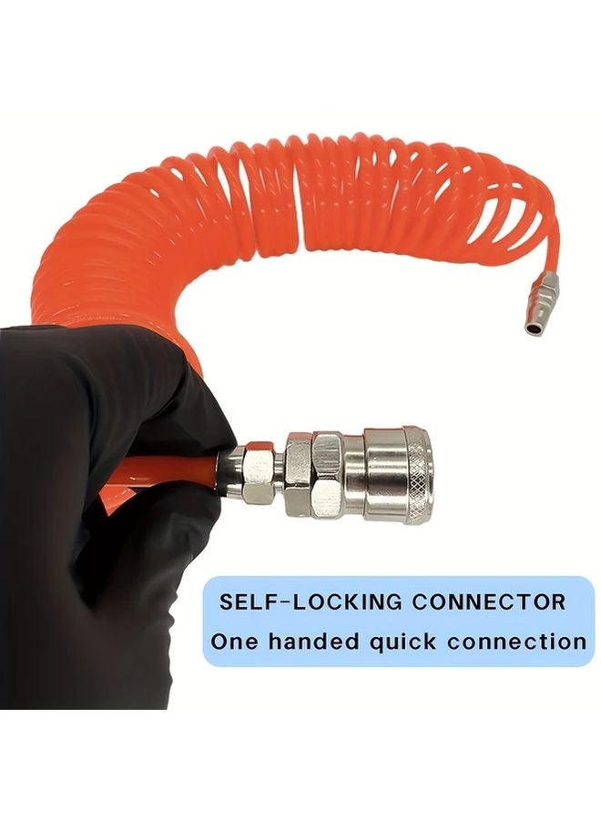 Flexible Spiral PU Air Hose 8x5mm High Pressure Anti Recoil Quick Connector 6m 236.22in - Image 5