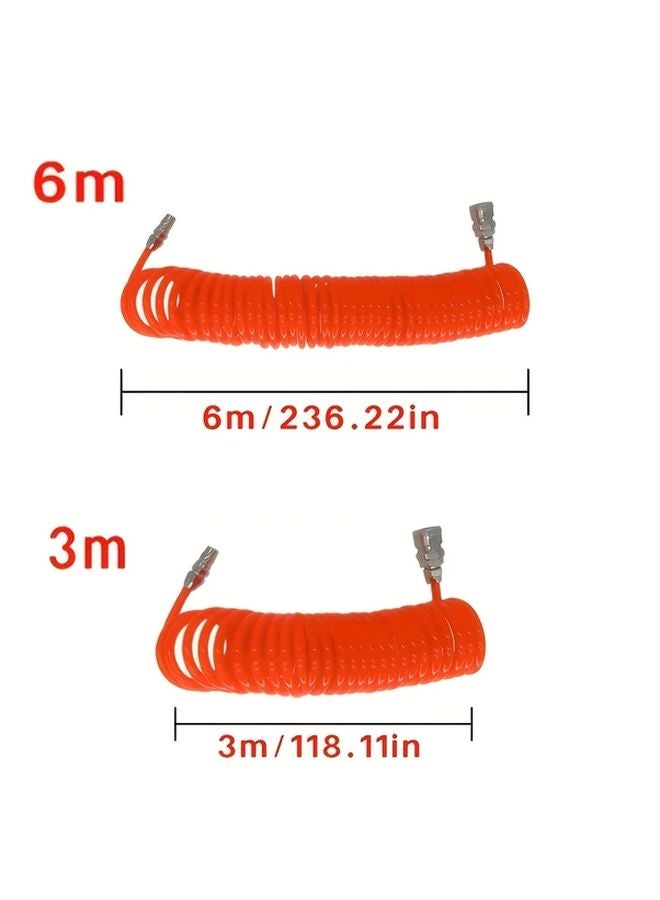 Flexible Spiral PU Air Hose 8x5mm High Pressure Anti Recoil Quick Connector 6m 236.22in - Image 4