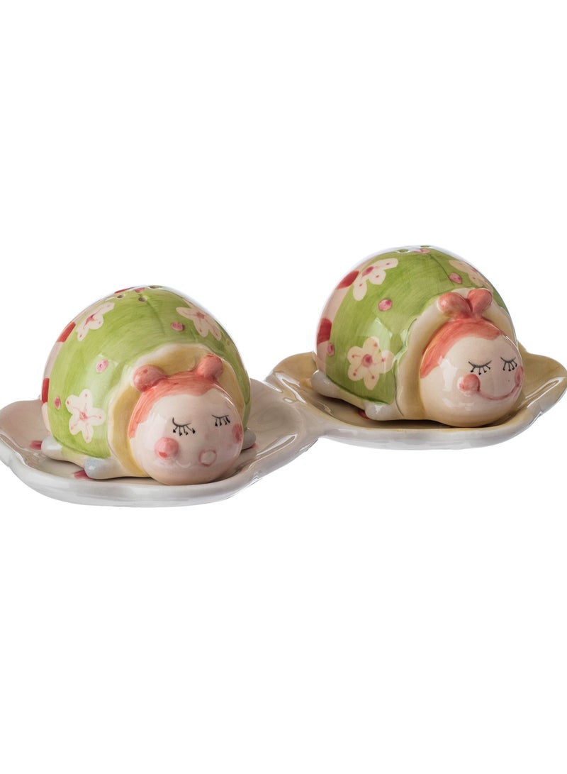 دانيا طقم علبه ملح و فلفل سيراميك ديكور خنفساء ملونة - Image 1