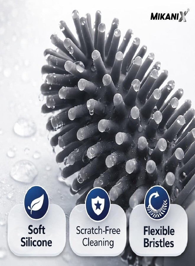MIKANIX Silicone Bottle Cleaning Brush with Long Handle | Flexible Deep Cleaning Brush for Water Bottles |Baby Bottles, Flasks & Glassware | Reusable Kitchen | Bottles Cleaner (Pack of 2) - Image 3