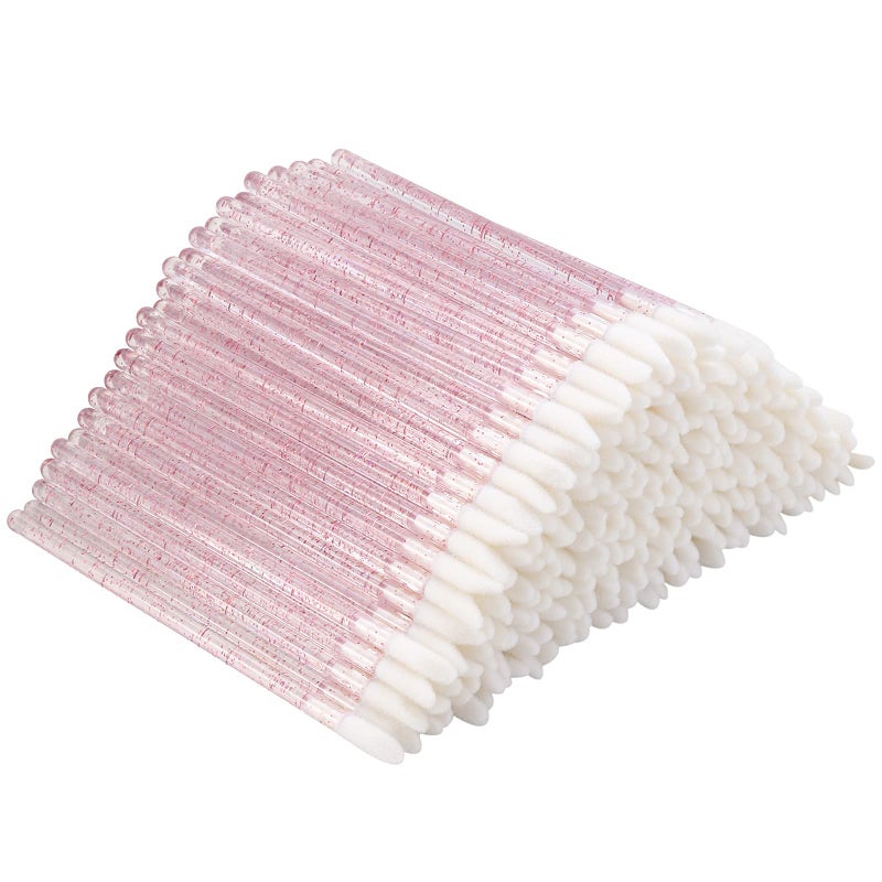 300 Counts Lip Applicators Disposable Lip Brushes Crystal Lipstick Lip Gloss Wands Pink