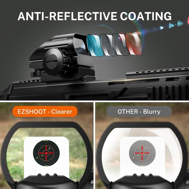 EZshoot Reflex Sight with 4 Reticles Red Dot Sight, Reflex Holographic Optic Scope with 20mm Rail Mount ，Absolute Co-Witness - Image 2