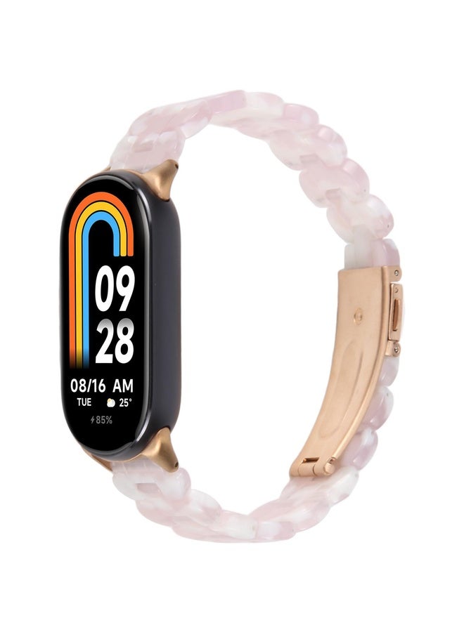 BURAQ For Xiaomi Smart Band 9 / 8 Oval Resin Watch Band(Pink Flower) - Image 1