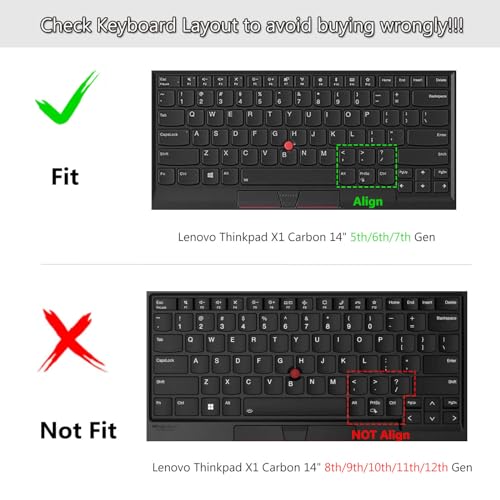 CASEDAO غطاء لوحة مفاتيح لجهاز Lenovo Thinkpad X1 Carbon 5/6/7 2019 2018 / ThinkPad X1 Yoga 14 2018 2017 / Thinkpad A475 L460 L470 T460 T460p T460s T470 T470p T470s T480 T480S - Image 2