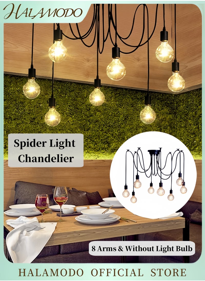 HALAMODO Spider Light Chandelier Spider Light Fixture 8 Arms Vintage Industrial Steampunk Hanging Ceiling Spider Pendant Light Chic Drop-Light Without Light Bulb for Bedrooms & Kitchen & Living Room (59Inch Wire)  - Image 1