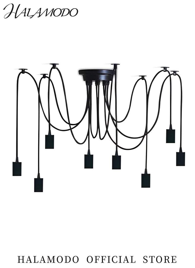 HALAMODO Spider Light Chandelier Spider Light Fixture 8 Arms Vintage Industrial Steampunk Hanging Ceiling Spider Pendant Light Chic Drop-Light Without Light Bulb for Bedrooms & Kitchen & Living Room (59Inch Wire)  - Image 2