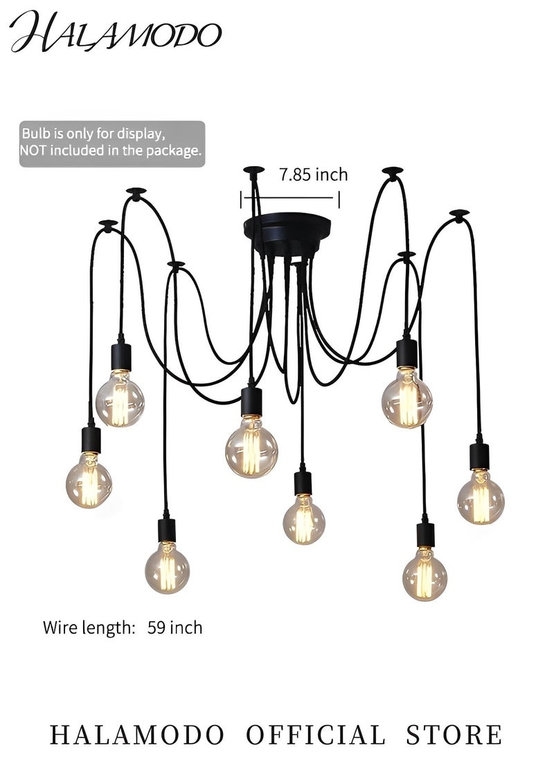 HALAMODO Spider Light Chandelier Spider Light Fixture 8 Arms Vintage Industrial Steampunk Hanging Ceiling Spider Pendant Light Chic Drop-Light Without Light Bulb for Bedrooms & Kitchen & Living Room (59Inch Wire)  - Image 3