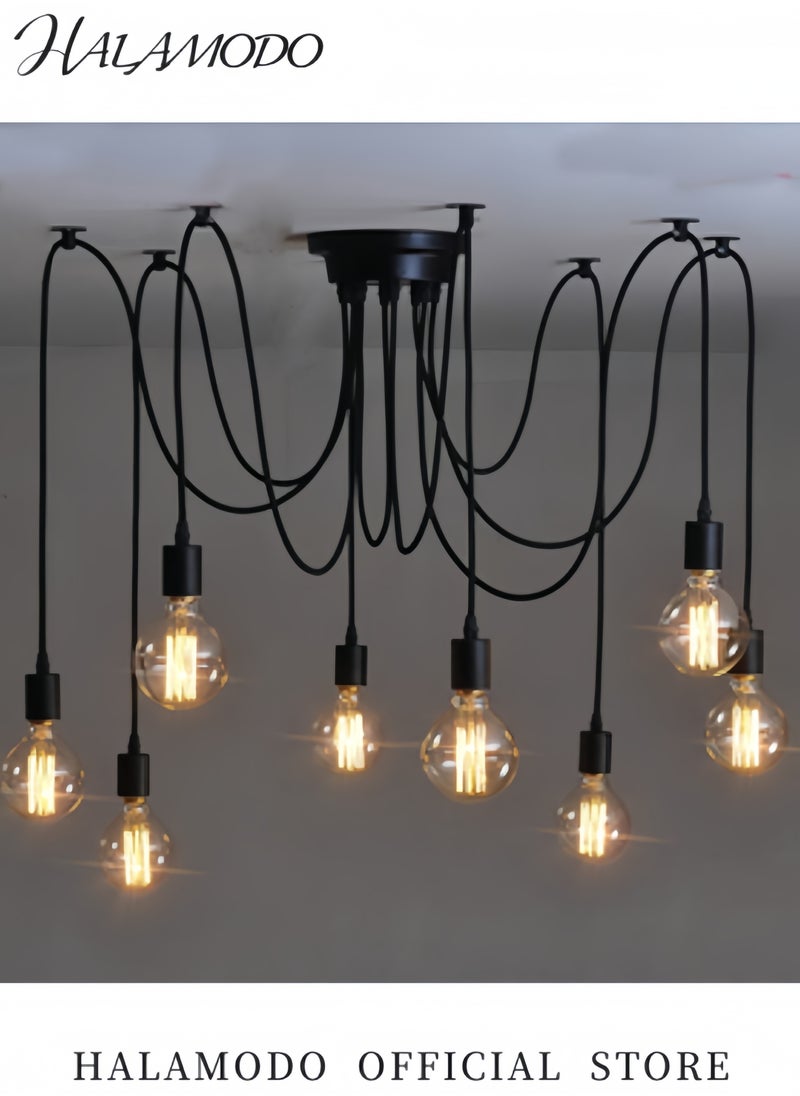 HALAMODO Spider Light Chandelier Spider Light Fixture 8 Arms Vintage Industrial Steampunk Hanging Ceiling Spider Pendant Light Chic Drop-Light Without Light Bulb for Bedrooms & Kitchen & Living Room (59Inch Wire)  - Image 4