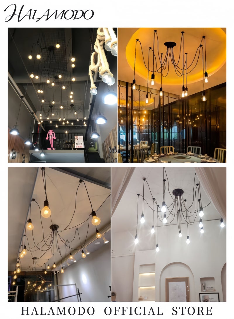 Spider Light Chandelier Spider Light Fixture 8 Arms Vintage Industrial Steampunk Hanging Ceiling Spider Pendant Light Chic Drop-Light Without Light Bulb for Bedrooms & Kitchen & Living Room (59Inch Wire)