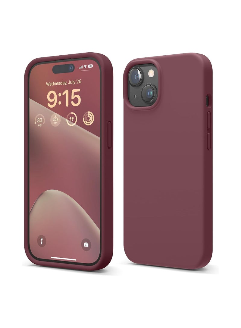 أكاليكس جراب سيليكون متوافق مع iPhone 15، جراب هاتف سيليكون سائل رفيع مع طبقات من المطاط الناعم، ممتص صدمات مقاوم للصدمات مع بطانة من مادة TPU (عنابي) - Image 1