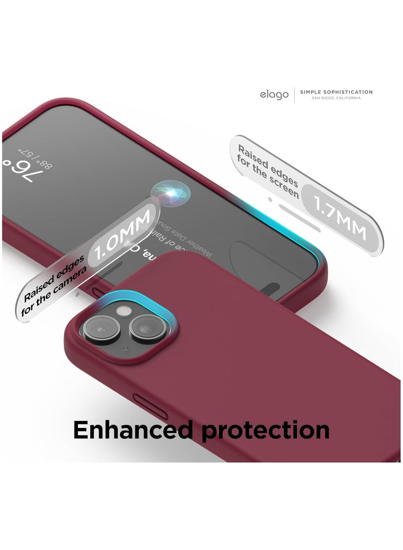 أكاليكس جراب سيليكون متوافق مع iPhone 15، جراب هاتف سيليكون سائل رفيع مع طبقات من المطاط الناعم، ممتص صدمات مقاوم للصدمات مع بطانة من مادة TPU (عنابي) - Image 3