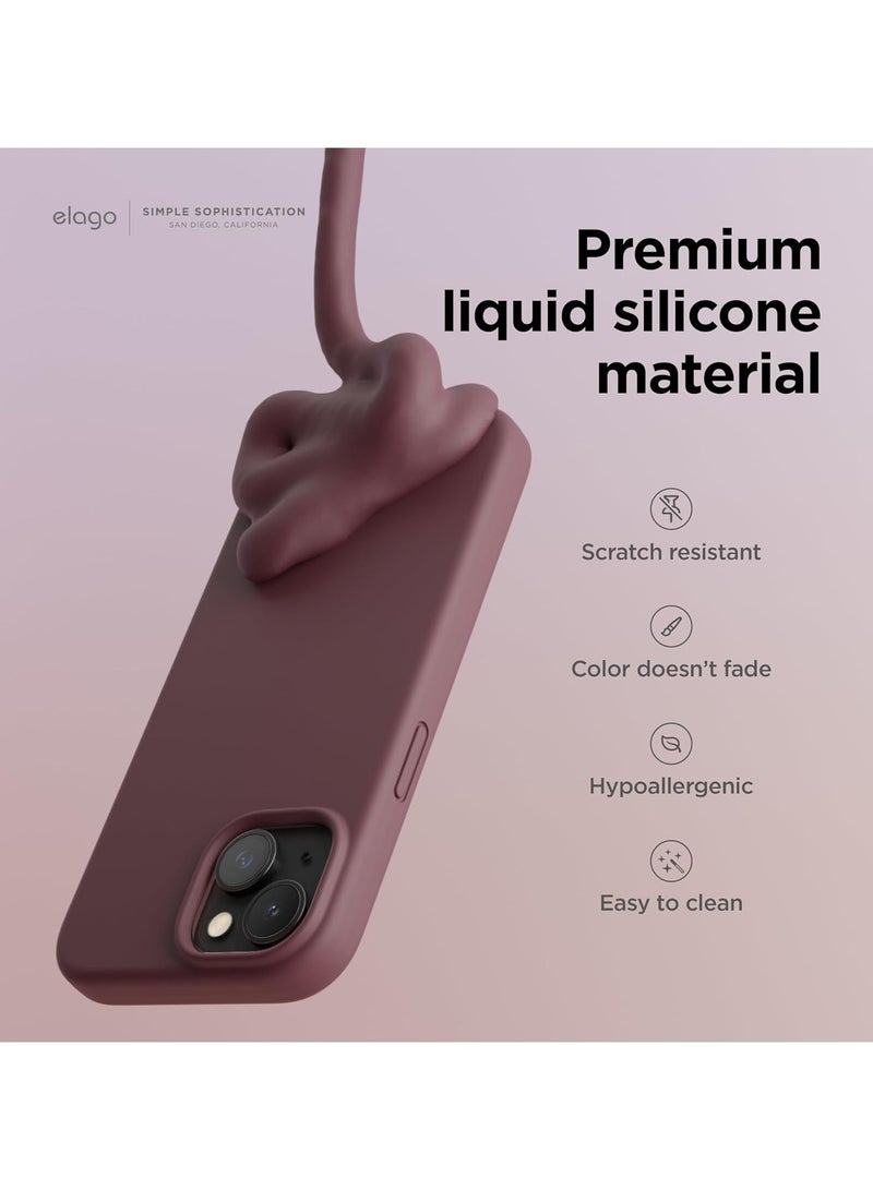 أكاليكس جراب سيليكون متوافق مع iPhone 15، جراب هاتف سيليكون سائل رفيع مع طبقات من المطاط الناعم، ممتص صدمات مقاوم للصدمات مع بطانة من مادة TPU (عنابي) - Image 5