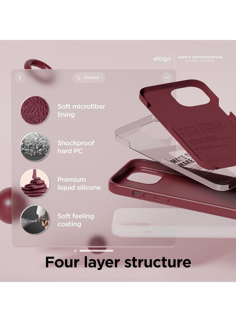 أكاليكس جراب سيليكون متوافق مع iPhone 15، جراب هاتف سيليكون سائل رفيع مع طبقات من المطاط الناعم، ممتص صدمات مقاوم للصدمات مع بطانة من مادة TPU (عنابي) - Image 4