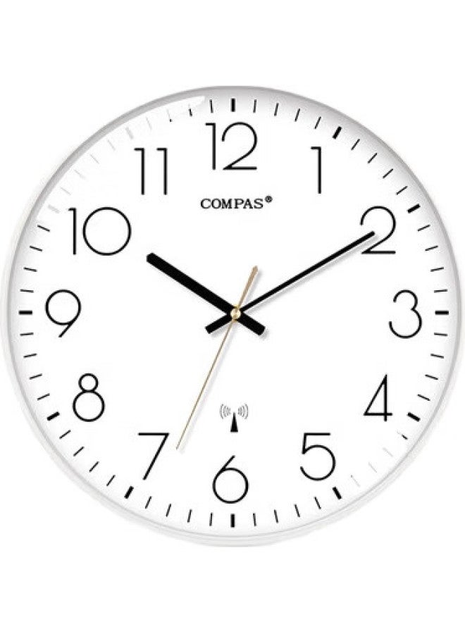 Compas (Compas) Radio-Controlled Clock Automatic Silent Classroom Wall Clock Living Room Clock Table Wall-Mounted C6219B Pure White 35Cm - Image 1