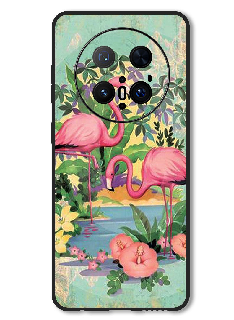 Theodor Case Compatible with Huawei Mate 70 Pro/ 70 Pro + Protection Shockproof Bumper Cover Pink Flamingoes - Image 1