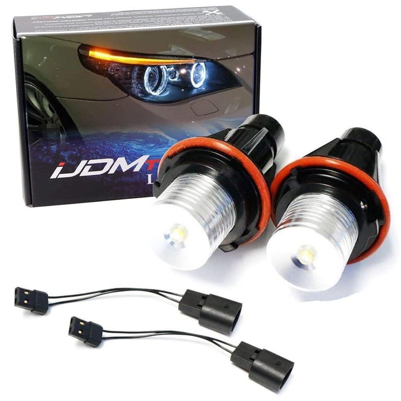 iJDMTOY White LED Angel Eye Ring Marker Bulbs Compatible With BMW 5 6 7 Series X3 X5 E39 E53 E60 E63 E64 E65 E66 E83 Not For Headlight Bulbs