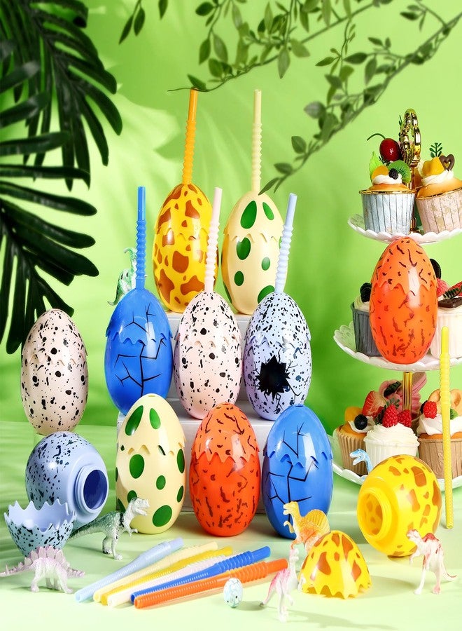 Maxcheck 12 Pcs Kids Dinosaur Party Favor Cups with Lids and Straws,10 oz Egg Dinosaur Cups for Birthday Party Decorations Dinosaur Theme Party Supplies for Boys Girls - Image 4