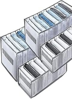 Generic Clothes Organizer, 4Pcs 9 Grids Upgraded Jeans Compartment Storage Box Foldable Closet Drawer Washable Organizers and Mesh Separation for Jeans, Shirt, Legging, Grey 