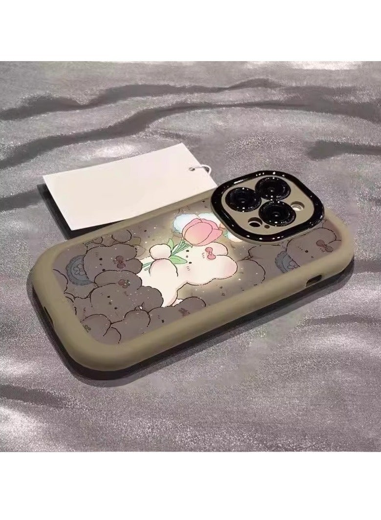 NIBEMINENT Cartoon Rabbit Protective TPU Case Cover For iPhone 16 Pro Max, Tea Color