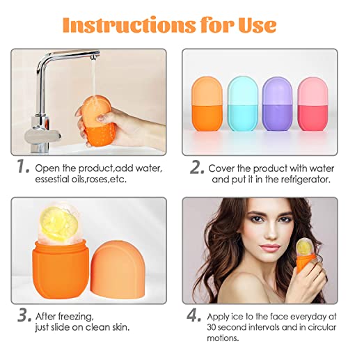 iMeasy Ice Roller for Face and Eye, Upgrated Ice Face Roller Puffiness Relief Ice Roller Skin Care Tools, Ice Facial Cube, Gua Sha Face Massage, Silicone Ice Mold for Face Beauty ( Orange) - Image 2