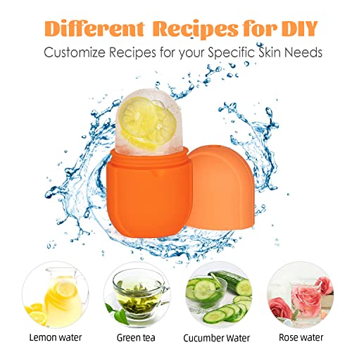 iMeasy Ice Roller for Face and Eye, Upgrated Ice Face Roller Puffiness Relief Ice Roller Skin Care Tools, Ice Facial Cube, Gua Sha Face Massage, Silicone Ice Mold for Face Beauty ( Orange) - Image 3