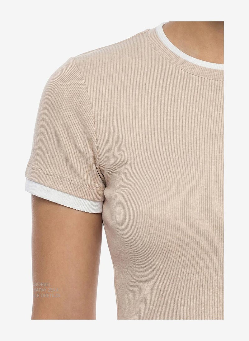 Penti Women Basic Layer Short Sleeve T-Shirt Pastel Beige - Image 3