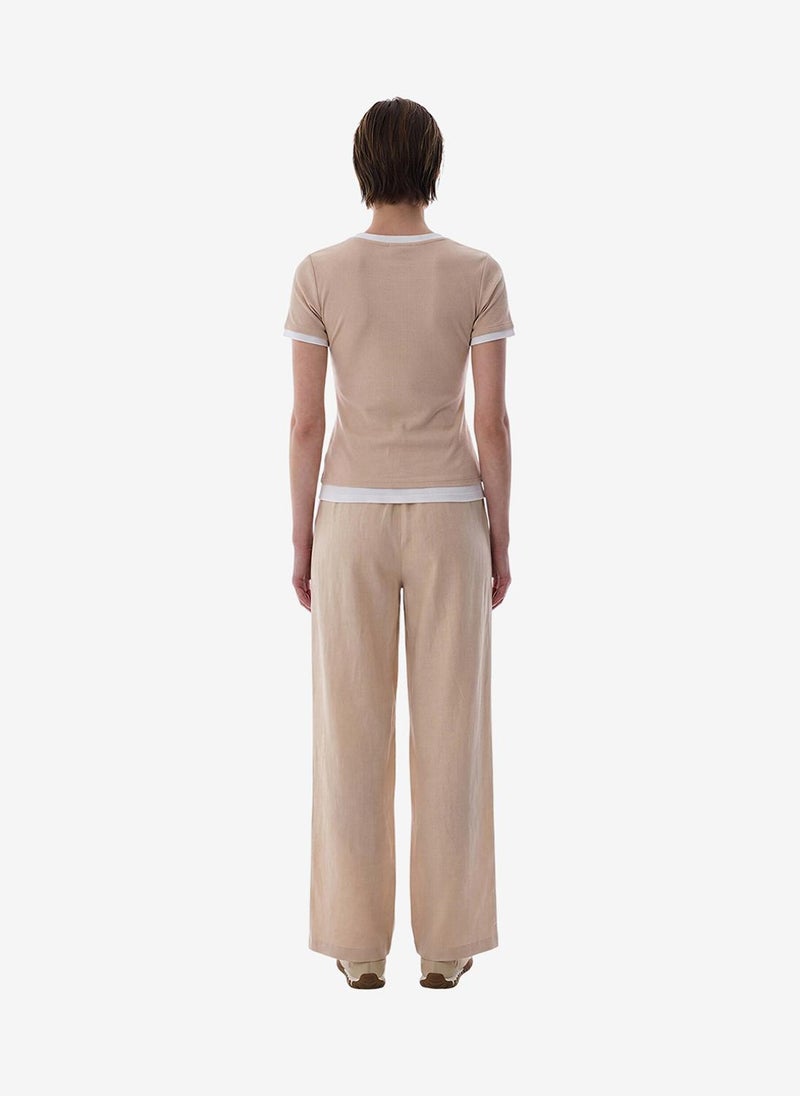 Penti Women Basic Layer Short Sleeve T-Shirt Pastel Beige - Image 2