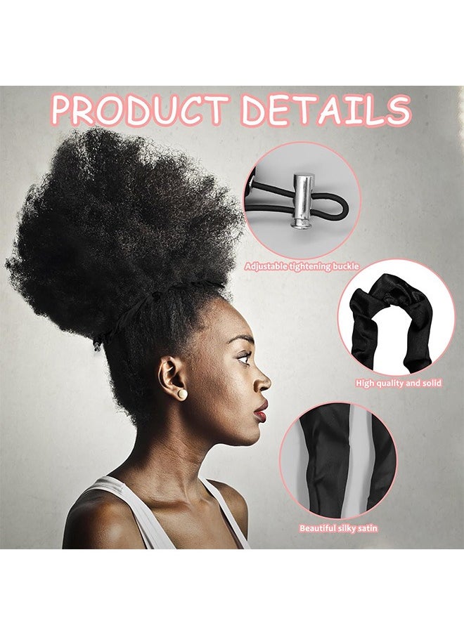 Zoreya - 3 Pcs Silk Hair Ties, Adjustable Slip Hair Ties, Easy Use Hair Accessories for Thick Curly Natural Hair (Black) - Image 1
