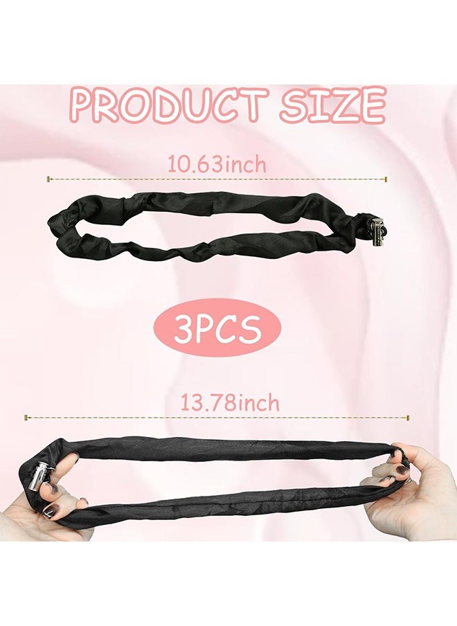 Zoreya - 3 Pcs Silk Hair Ties, Adjustable Slip Hair Ties, Easy Use Hair Accessories for Thick Curly Natural Hair (Black) - Image 1