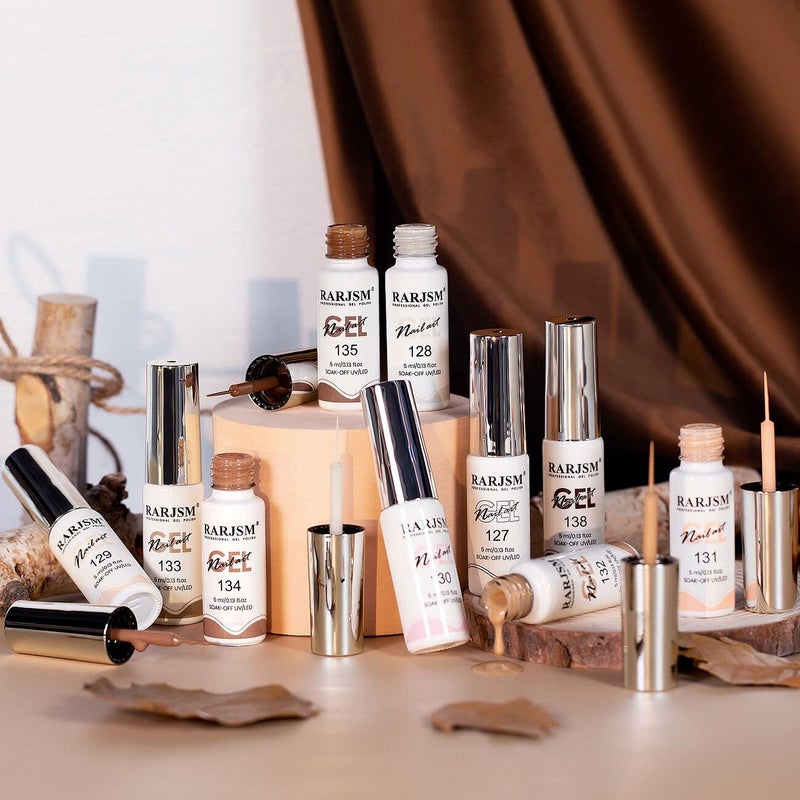 RARJSM Gel Paint for Nail Art Nude Liner Gel Nail Polish Set 12 Colors 5ml Pink Brown Line Art Gel Polish Build in Thin Sharp Brush for Swirl Nails Striping Painting Gelpolish Soak Off Curing Requires - Image 3