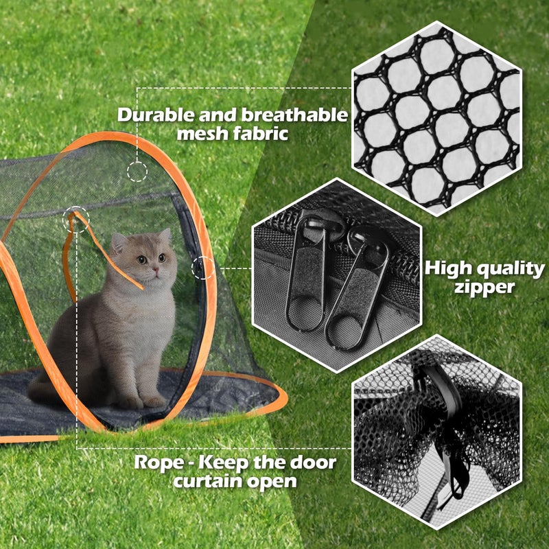 Rest-Eazzzy Cat Tent Outdoor, Pet Enclosure Tent Suitable for Cats and Small Animals, Indoor Playpen Portable Exercise Tent with Carry Bag(Orange) - Image 5