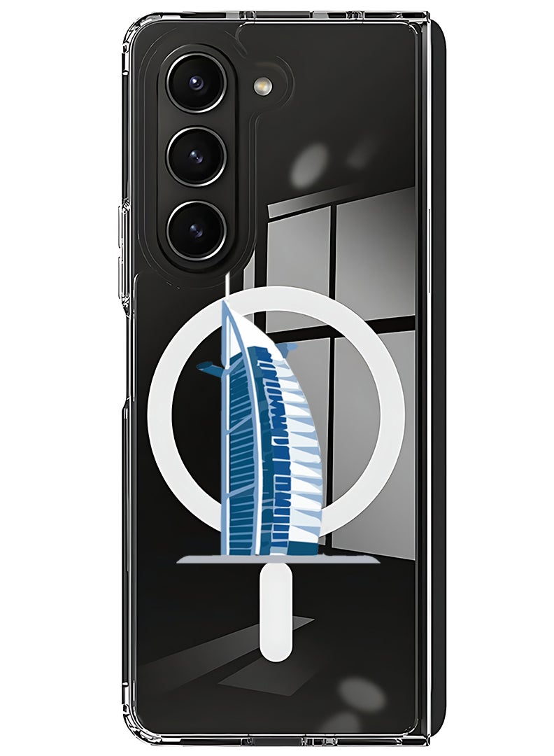 Theodor Magnetic Case for Samsung Galaxy Z Fold 5 Compatible with MagSafe Wireless Charging, Shockproof Phone Bumper Cover Burj Al arab - Image 1