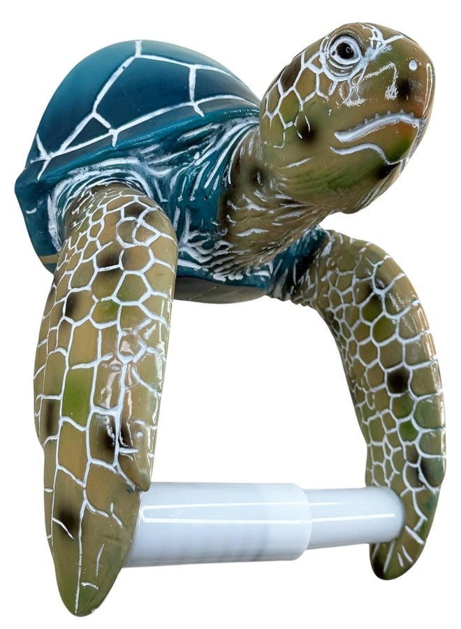 Top Brass Sea Turtle Wall Mount Toilet Paper Roll Holder Premium Bright Glossy Colorful Finsh - Nautical Coastal Bathroom Decor - Image 1