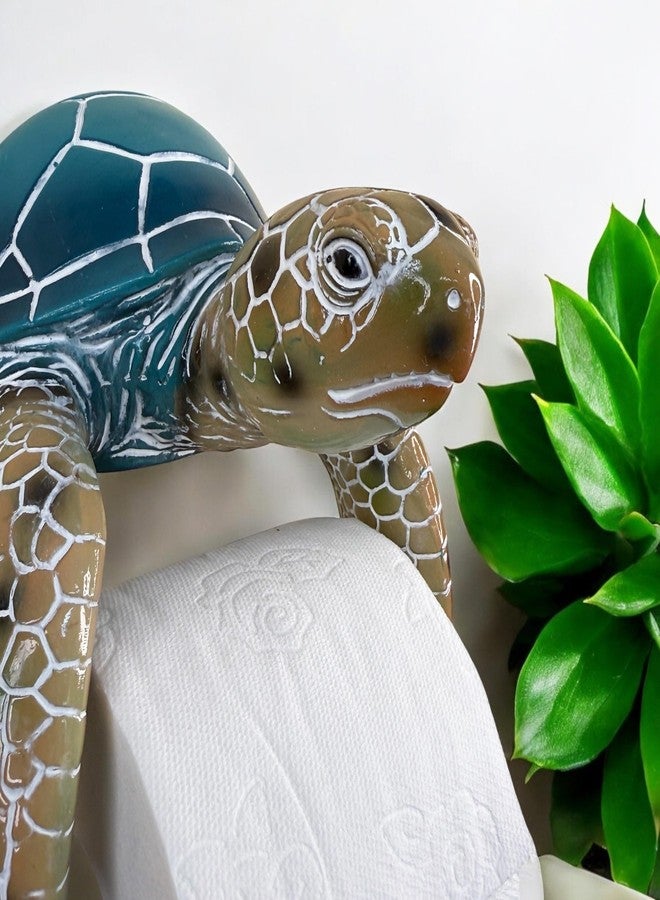Top Brass Sea Turtle Wall Mount Toilet Paper Roll Holder Premium Bright Glossy Colorful Finsh - Nautical Coastal Bathroom Decor - Image 3