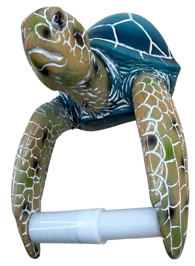 Top Brass Sea Turtle Wall Mount Toilet Paper Roll Holder Premium Bright Glossy Colorful Finsh - Nautical Coastal Bathroom Decor - Image 4