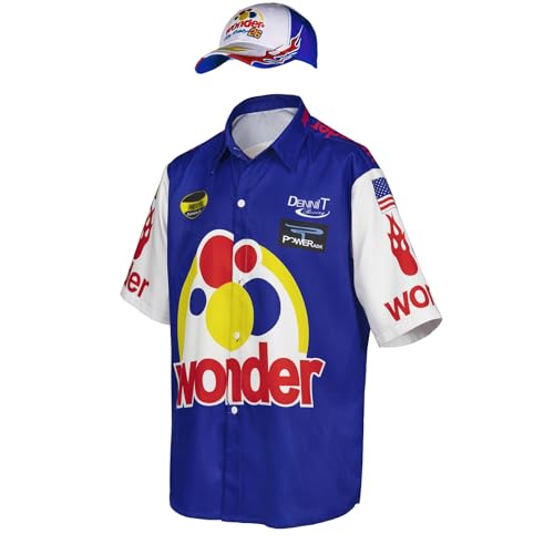 Qosivfey Mens Talladega Nights Ricky Bobby Shirt Halloween Racing Costume with Hat(My2021173-4,XL) - Image 2