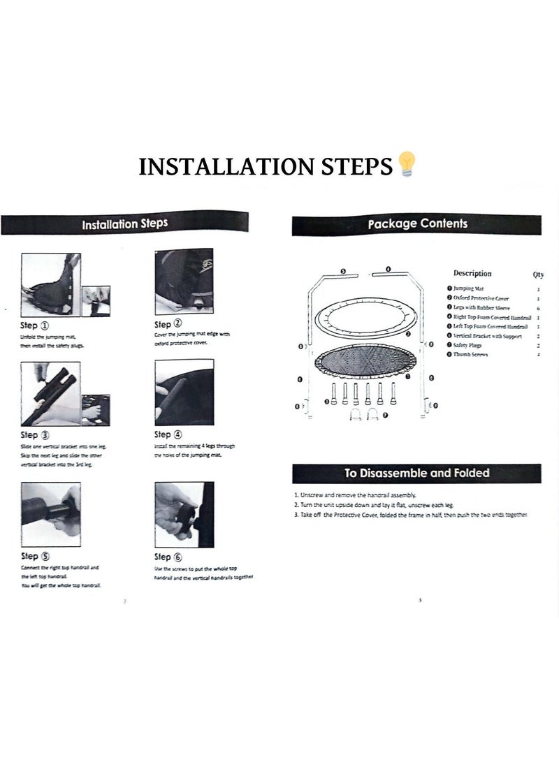 Home Exercise Trampoline with Support Handle Cardio and Muscle Strengthening Exercises Suitable for Men and Women - Image 5