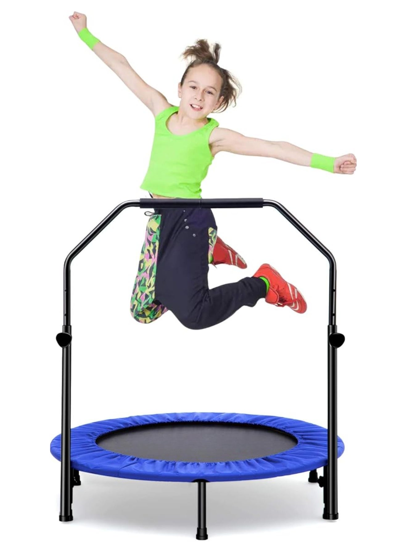 Portable Trampoline for Indoor/Garden Fitness Workout with Adjustable Handrail 40 Inch 