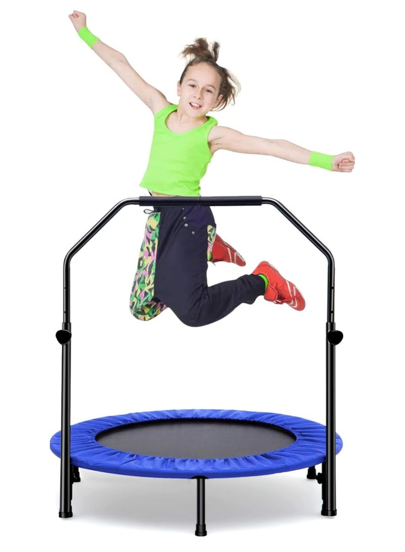 ترامبولين محمول لتمارين اللياقة البدنية في الأماكن الداخلية / الحديقة مزود بدرابزين قابل للتعديل 40 بوصة - Image 1